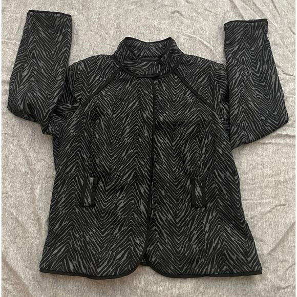 Sandro Sportswear Womens Size XL Black Gray Animal Print Short Coat - Picture 9 of 12